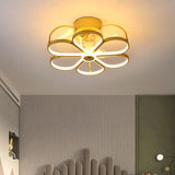 Flower Shaped Gold LED Fan Pendant Light