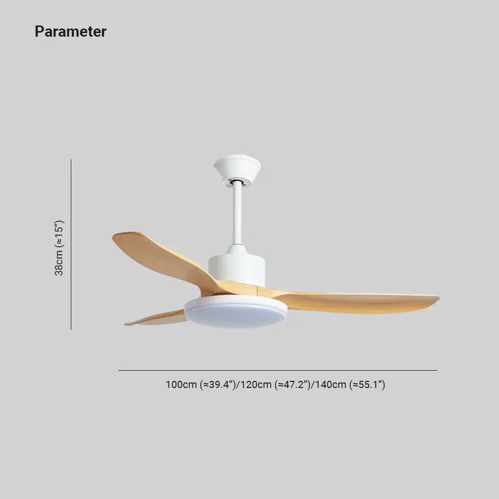 Luce alla ventola del soggiorno moderno in legno finto