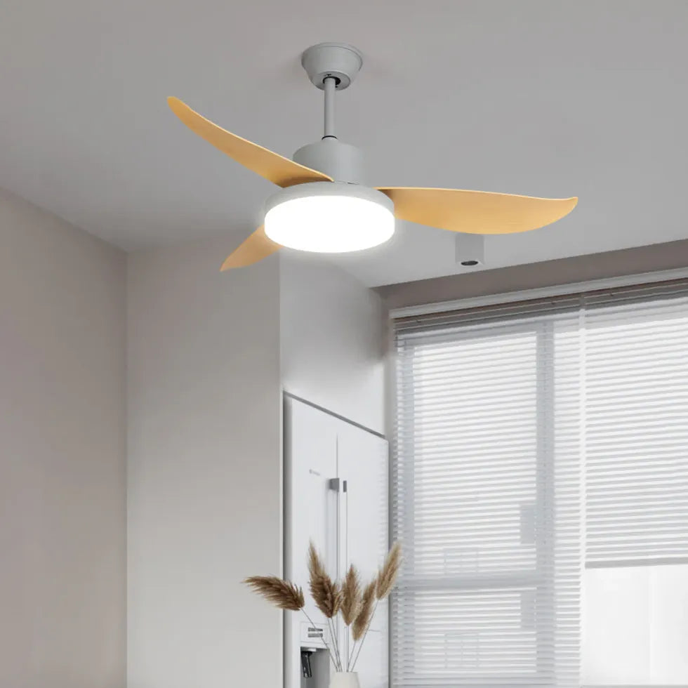 Curved Blade Modern Dining Room Fan Light