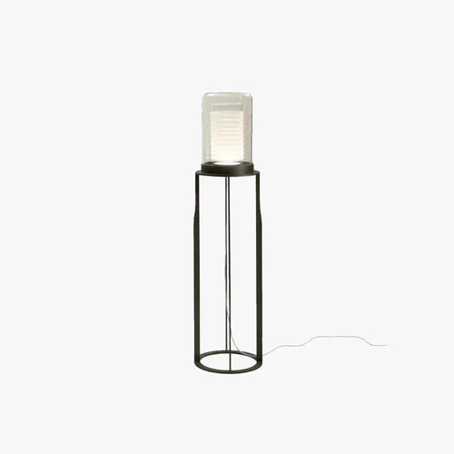 Black Cylindrical Transparent Shade Floor Lamp