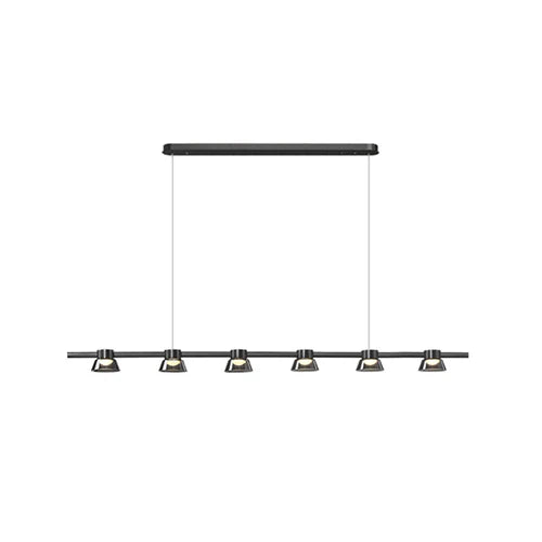 Linear Multi-Light Black Glass Pendant Light