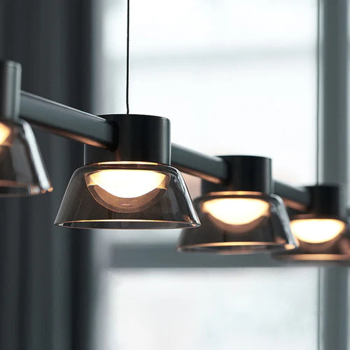 Linear Multi-Light Black Glass Pendant Light