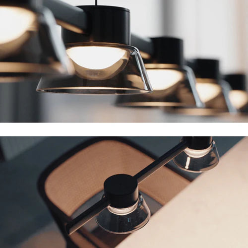 Linear Multi-Light Black Glass Pendant Light