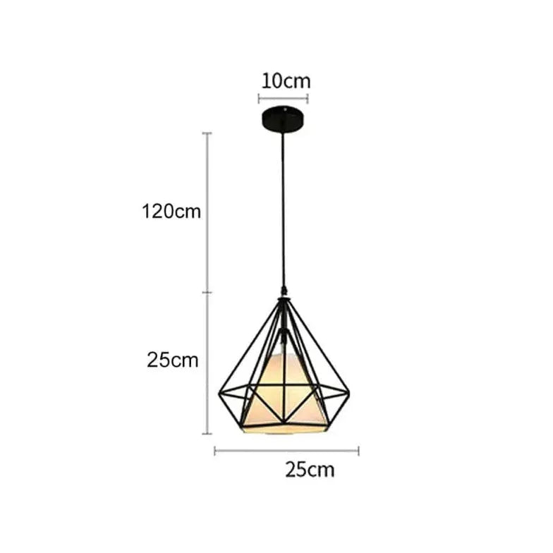 Diamond-Shaped Black Metal Industrial Pendant Light