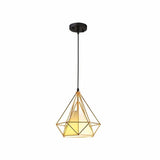 Diamond-Shaped Black Metal Industrial Pendant Light