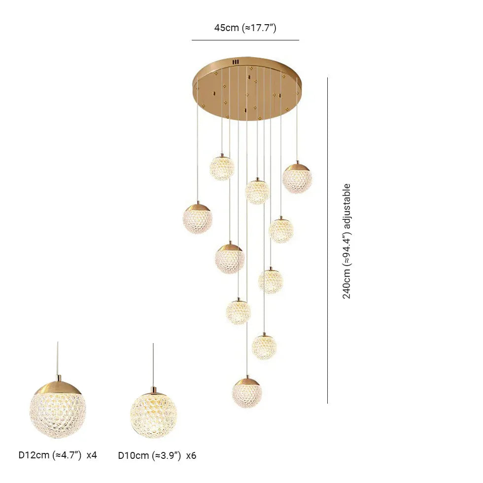 Spherical Multi-Head Luxury Hall Pendant Light