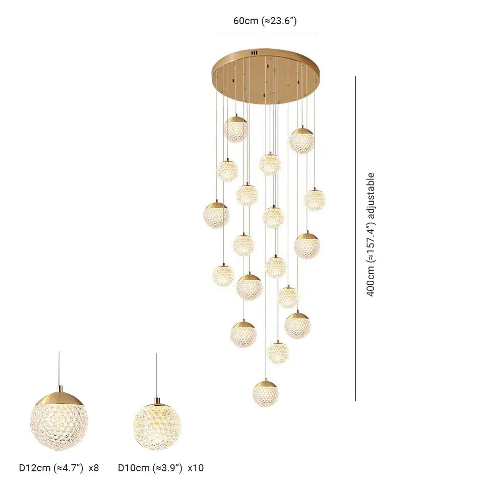 Spherical Multi-Head Luxury Hall Pendant Light