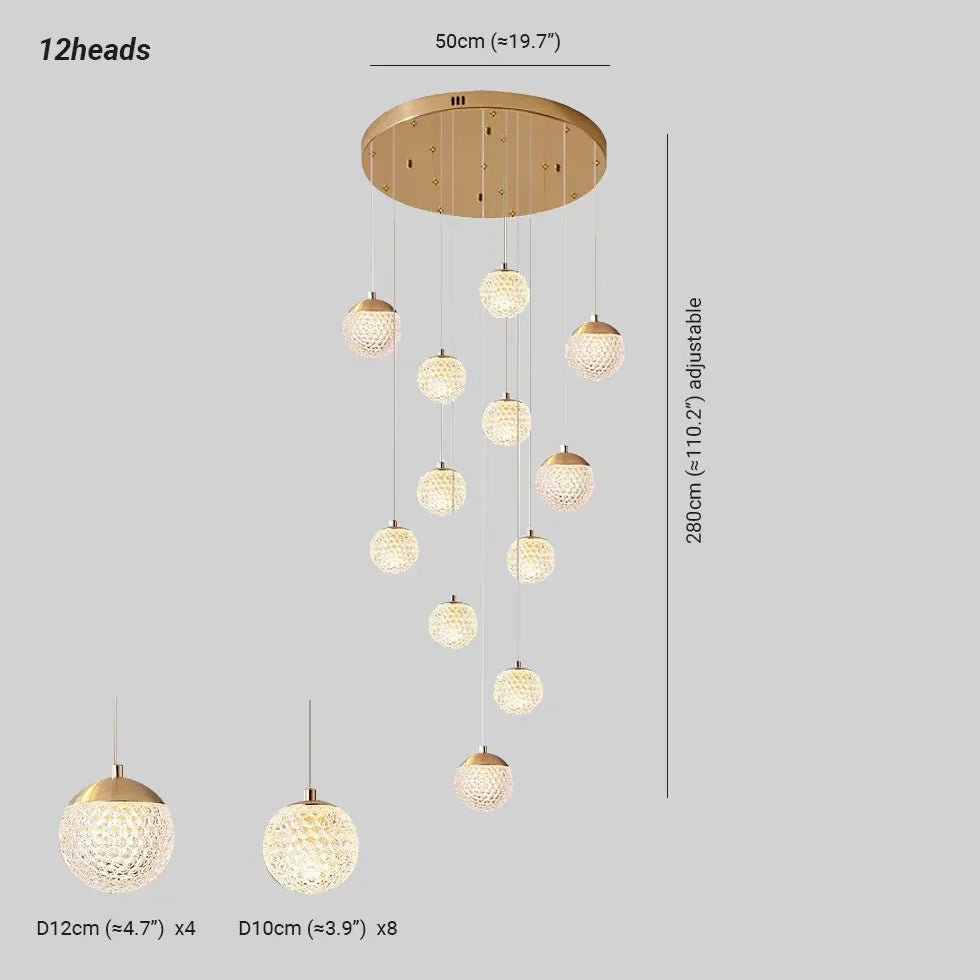 Spherical Multi-Head Luxury Hall Pendant Light