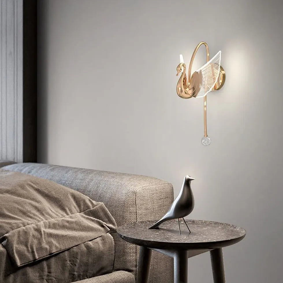 Swan Modern Gold Plug in Wall Lights