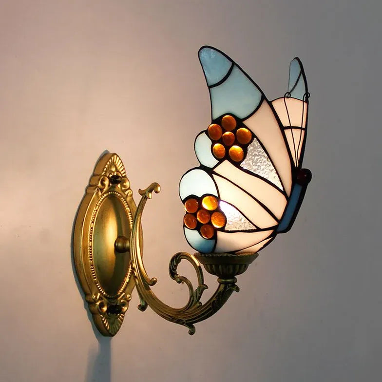 Tiffany Wall Sconce Butterfly Glass