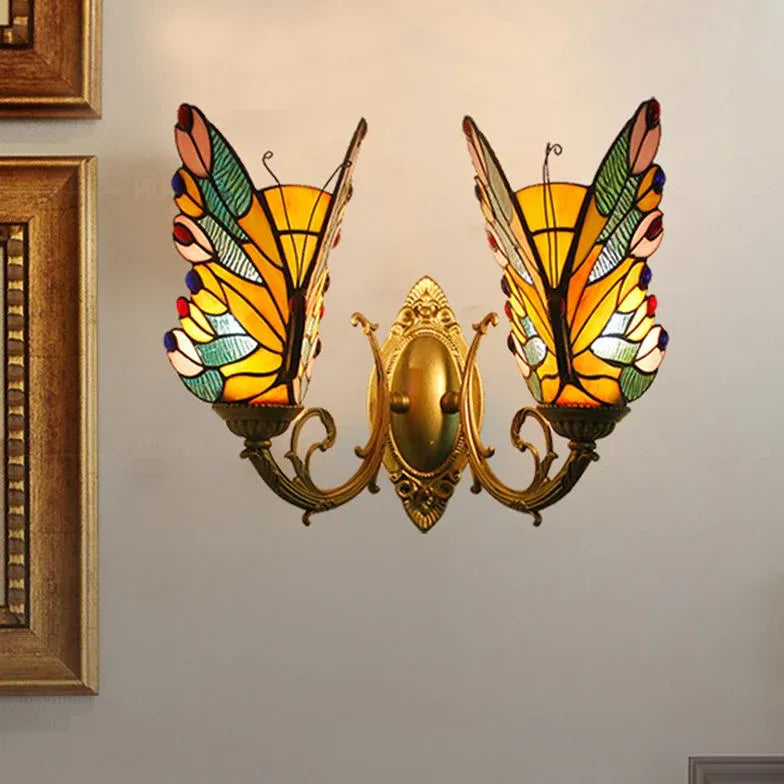 Tiffany Wall Sconce Butterfly Glass