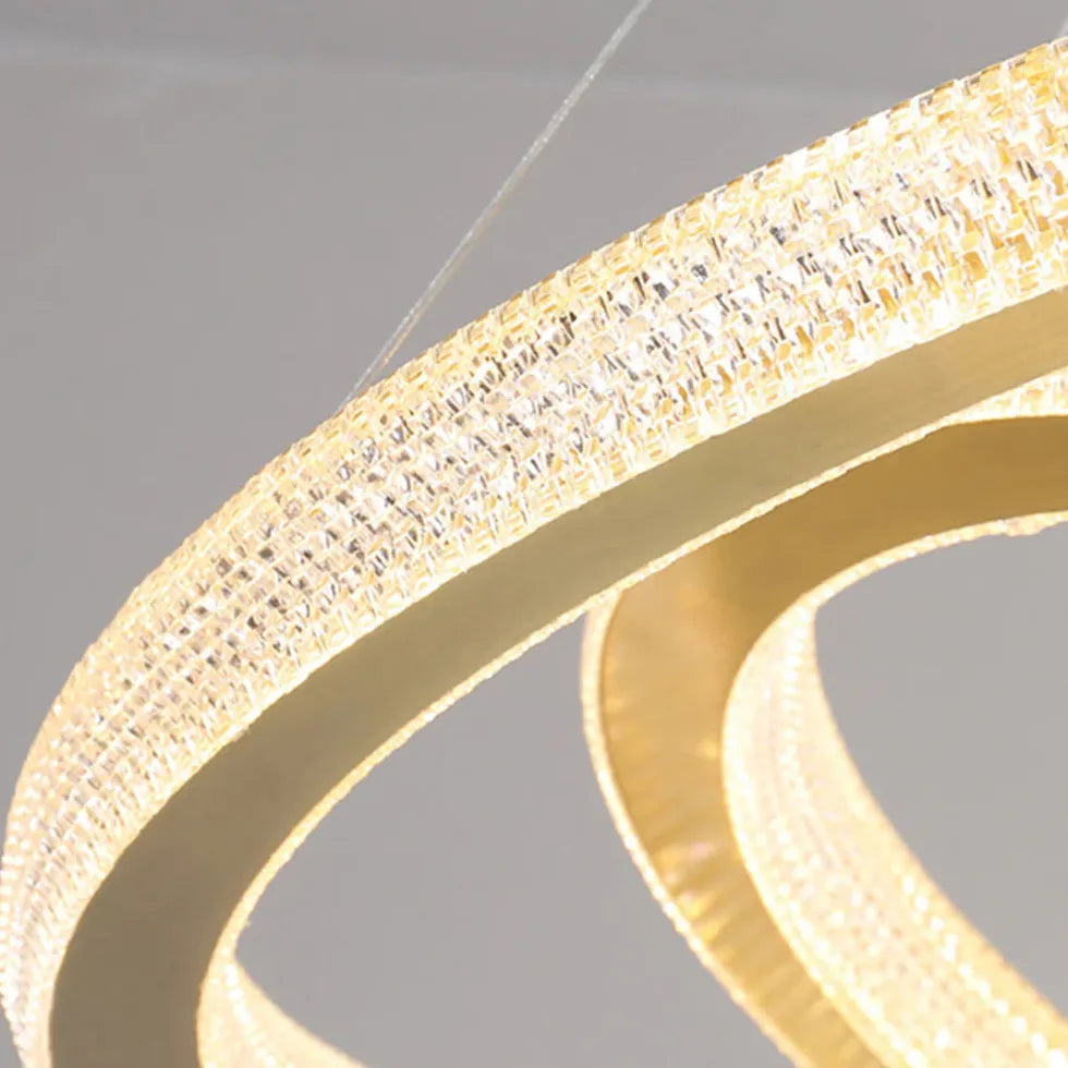 Crystal Gold Ring Modern Pendant Light