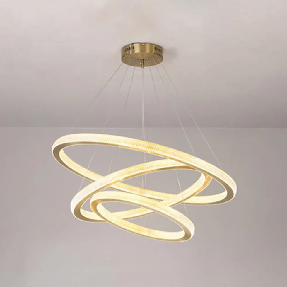 Crystal Gold Ring Modern Pendant Light