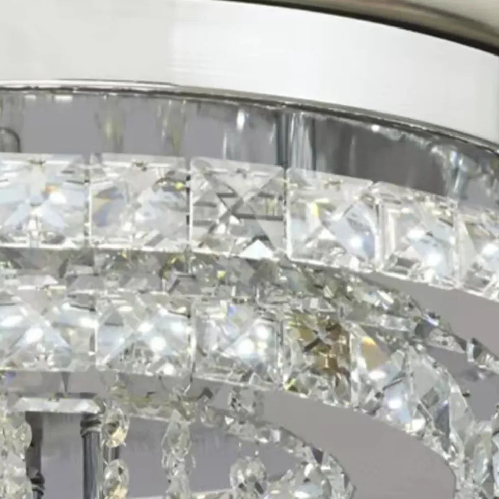 Round Crystal Silver Luxury Modern Pendant Light