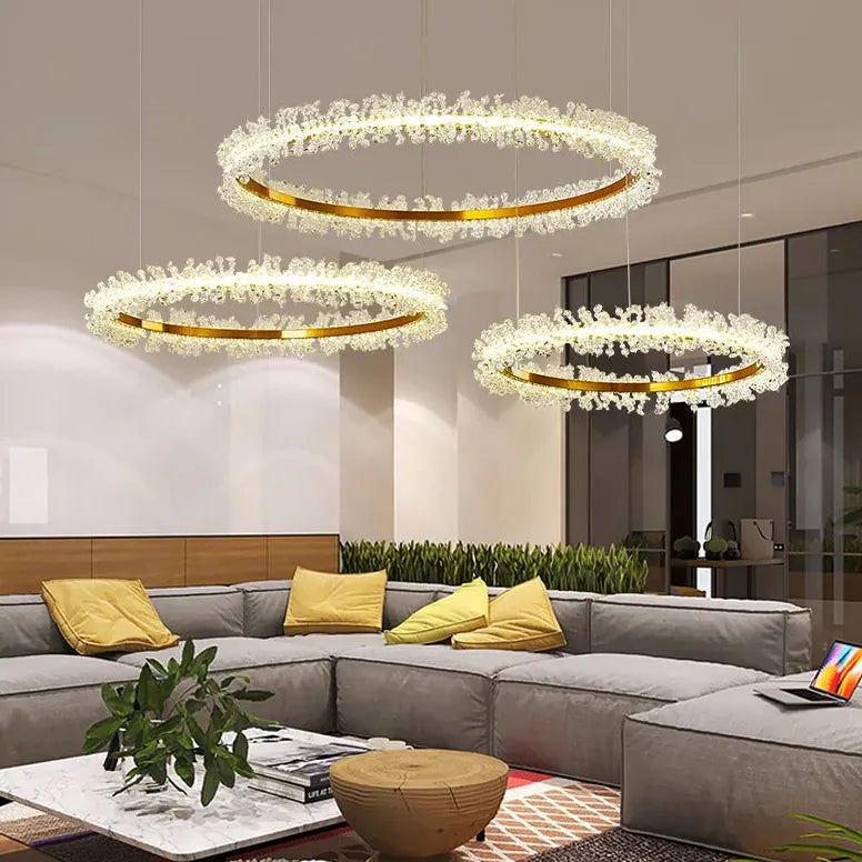 Gold Crystal Ring Modern Pendant Light