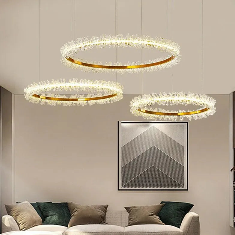 Gold Crystal Ring Modern Pendant Light