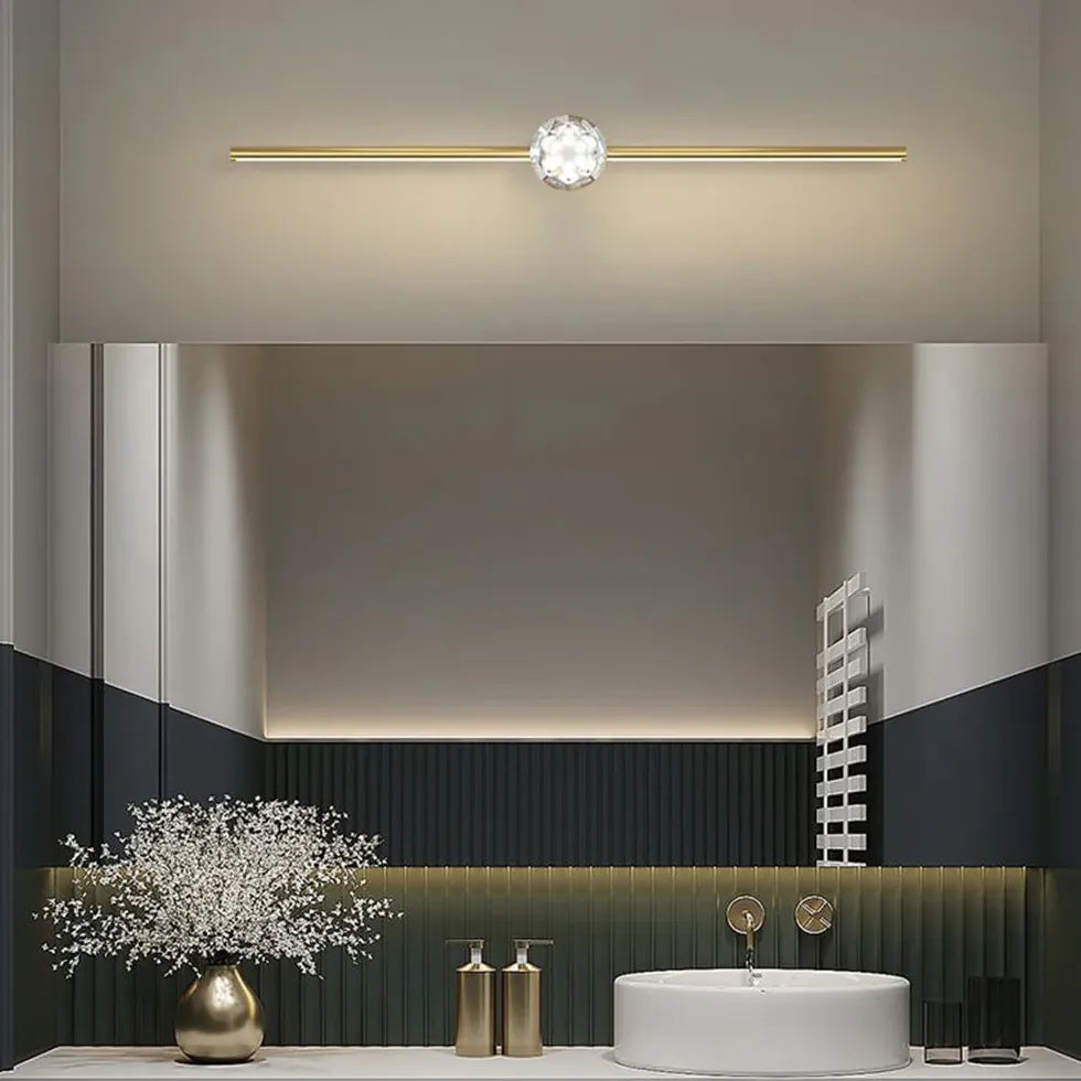 Gold Linear Crystal Bathroom Mirror Lights