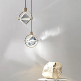 Metal Frame Round Crystal Pendant Light