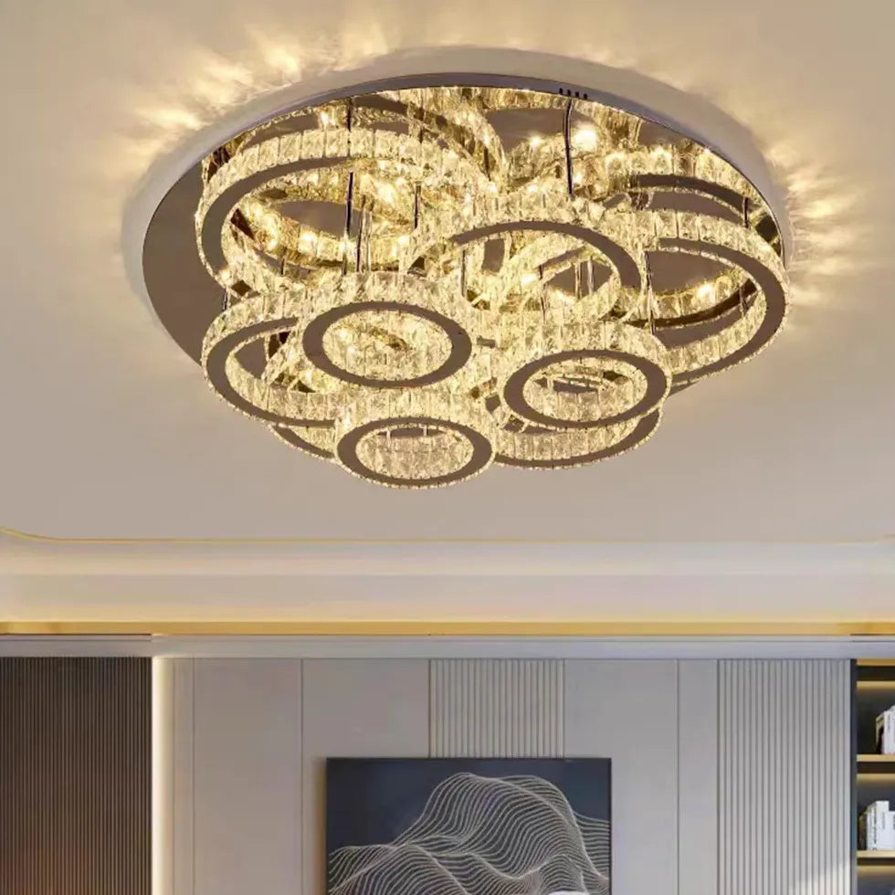 Irregular Multi-Ring Crystal Luxury Ceiling Light