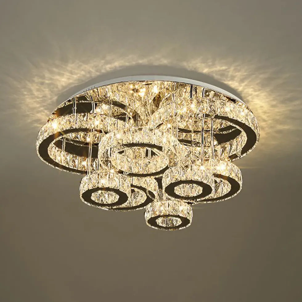 Irregular Multi-Ring Crystal Luxury Ceiling Light