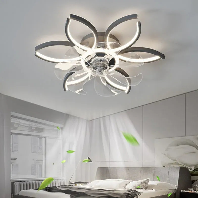 Ventilatore a soffitto regolabile a mezzo anello con luce