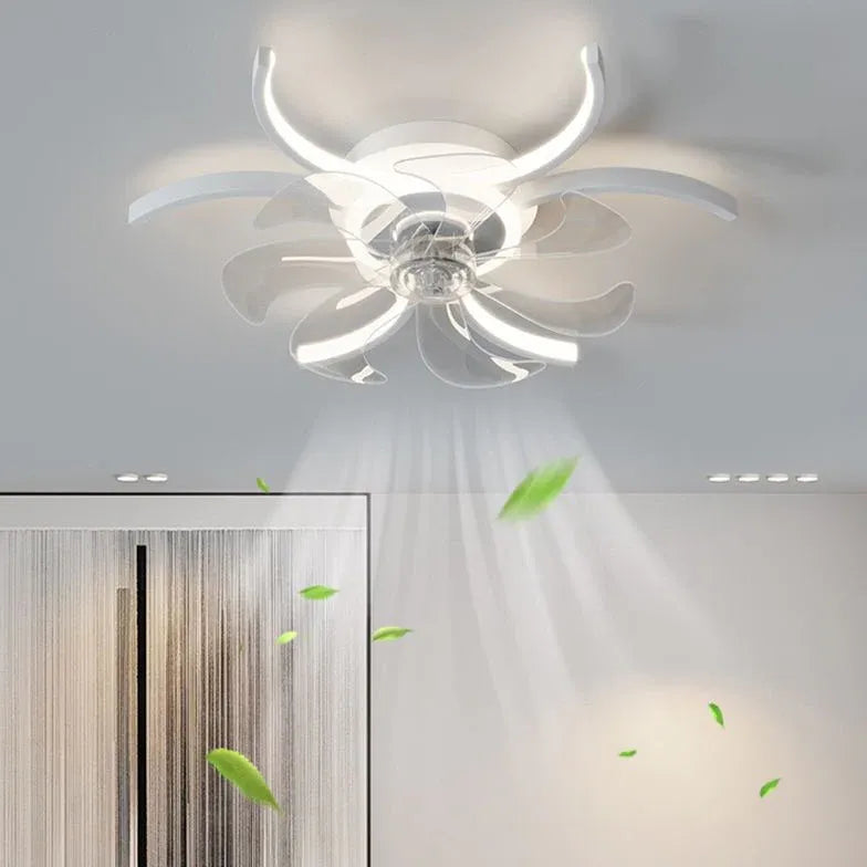 Ventilatore a soffitto regolabile a mezzo anello con luce