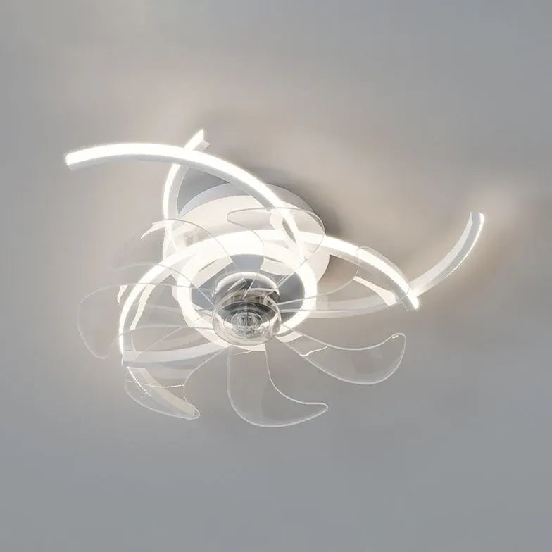 Ventilatore a soffitto regolabile a mezzo anello con luce