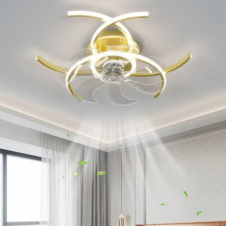 Ventilatore a soffitto regolabile a mezzo anello con luce