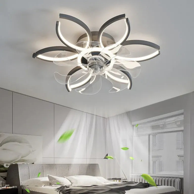 Ventilatore a soffitto regolabile a mezzo anello con luce