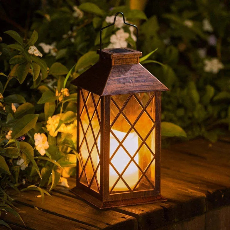 Hollow Out Flameless Candle Solar Lantern