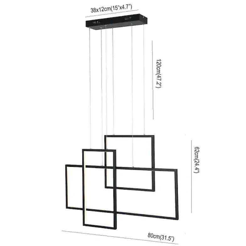 Luci a sospensione minimalista nere rettangolare multipla