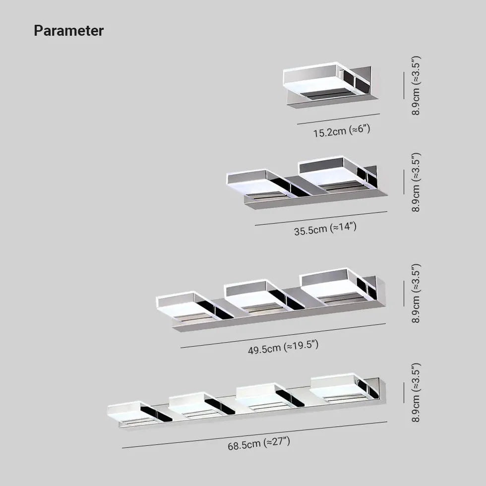 Luci da specchio da bagno moderno cromatico quadrato