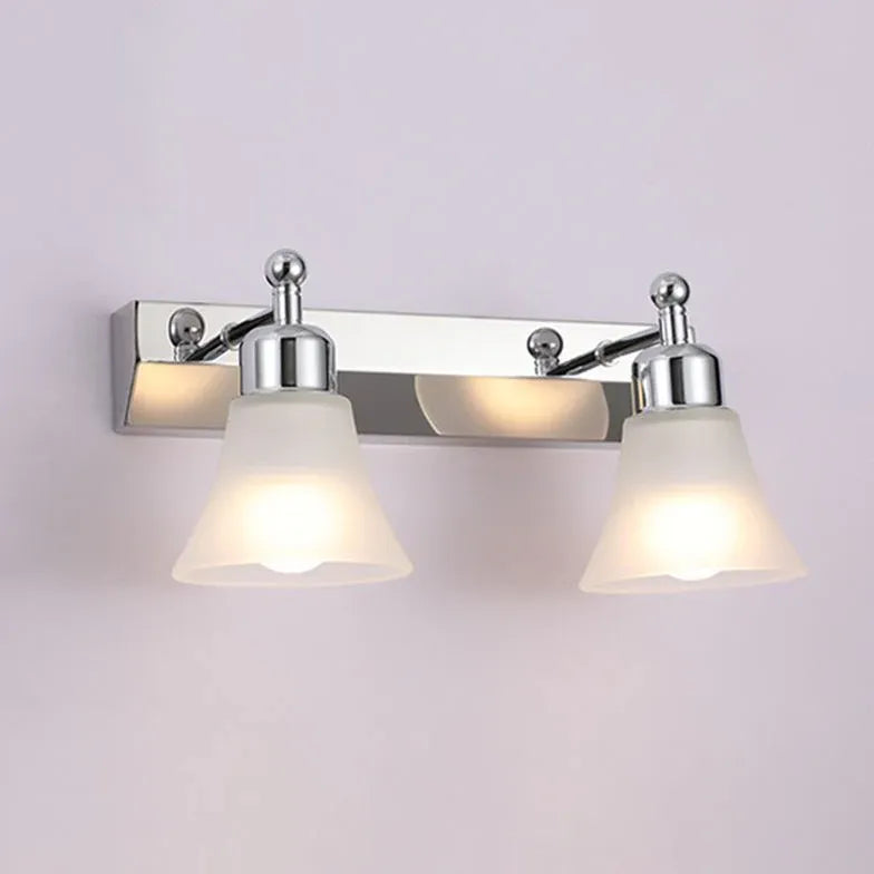 Frosted Glass Silver Mirror Bathroom Wall Lights