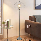 Umbrella-Shaped Transparent Retro Glass Floor Lamp