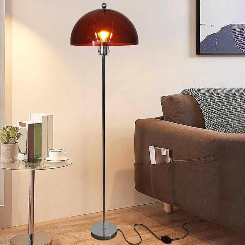 Umbrella-Shaped Transparent Retro Glass Floor Lamp