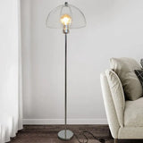 Umbrella-Shaped Transparent Retro Glass Floor Lamp