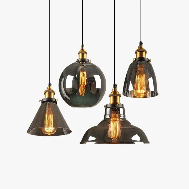 light clear amber smoke pendant light