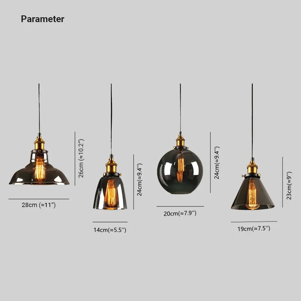 light clear amber smoke pendant light