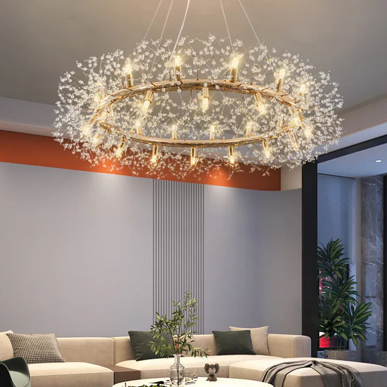 Star Branches Crystal Gold Chandelier