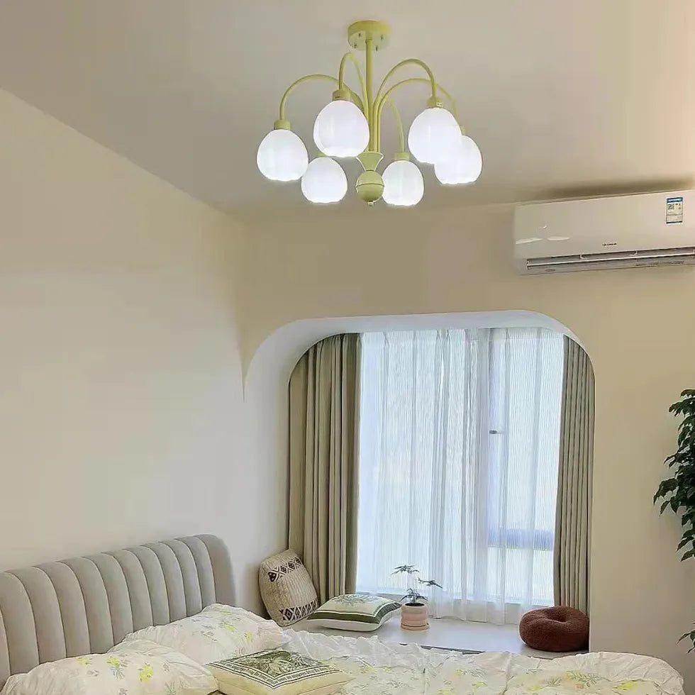 Radial White Flower Modern Bedroom Ceiling Light