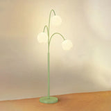 Lampada da pavimento in verde fiore bianco a tre teste