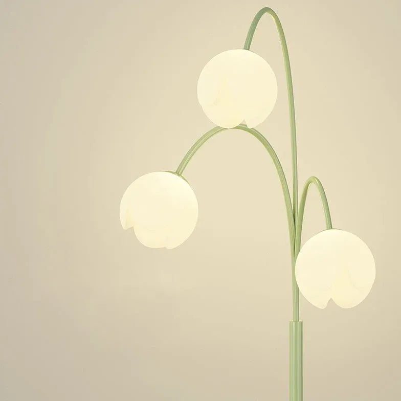 Lampada da pavimento in verde fiore bianco a tre teste