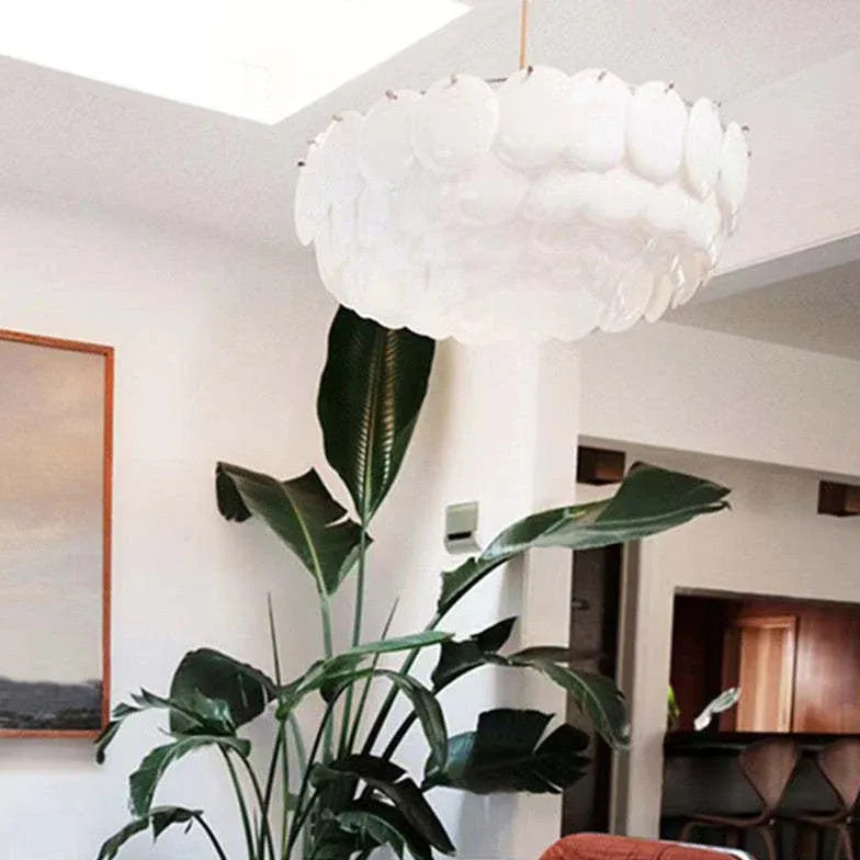 White Scales Disc Design Modern Pendant Light