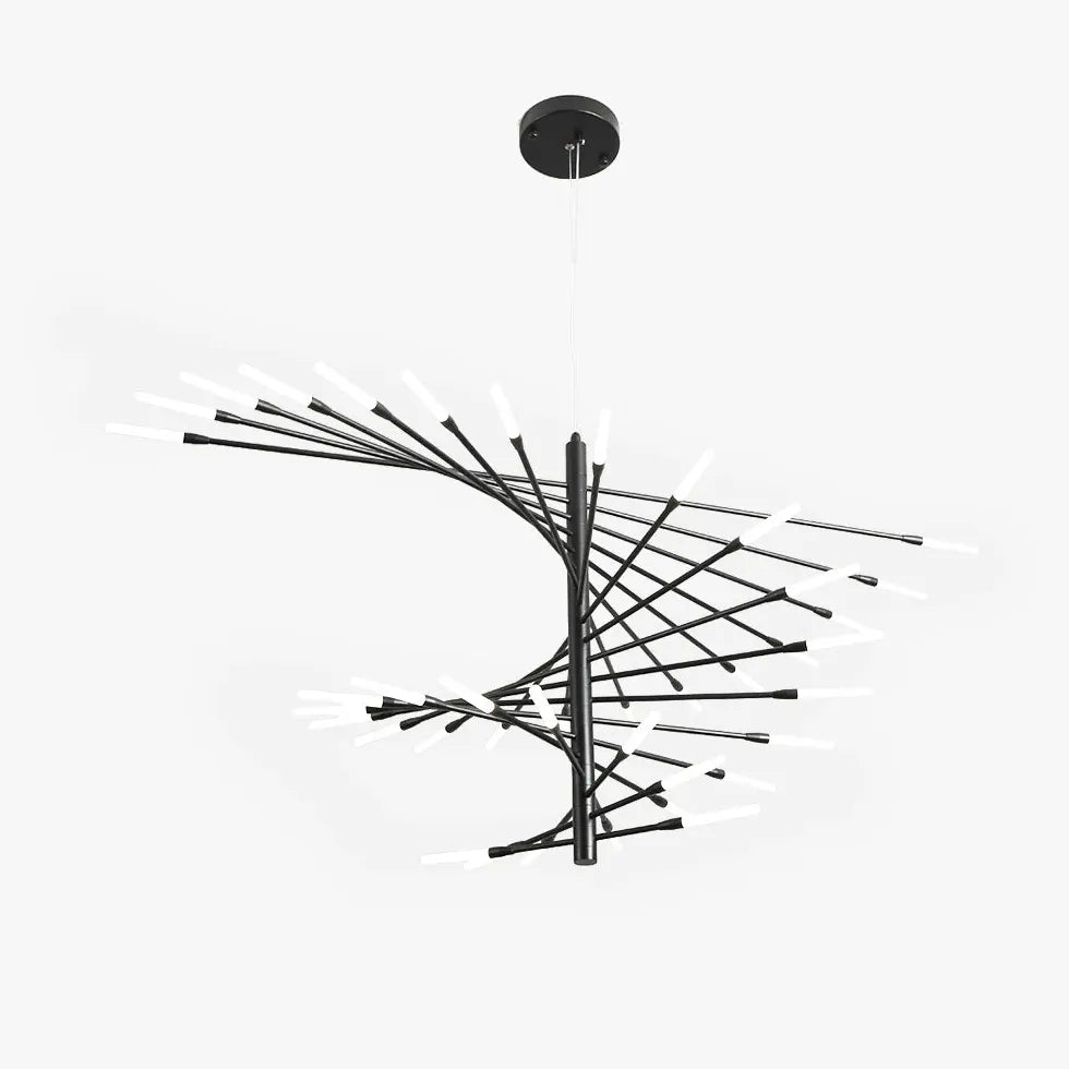 Extended Branch Structure Black Modern LED Chandelier