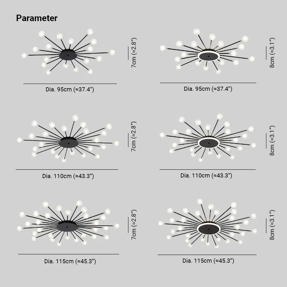 Starburst Design for Living Room Glass Pendant Light