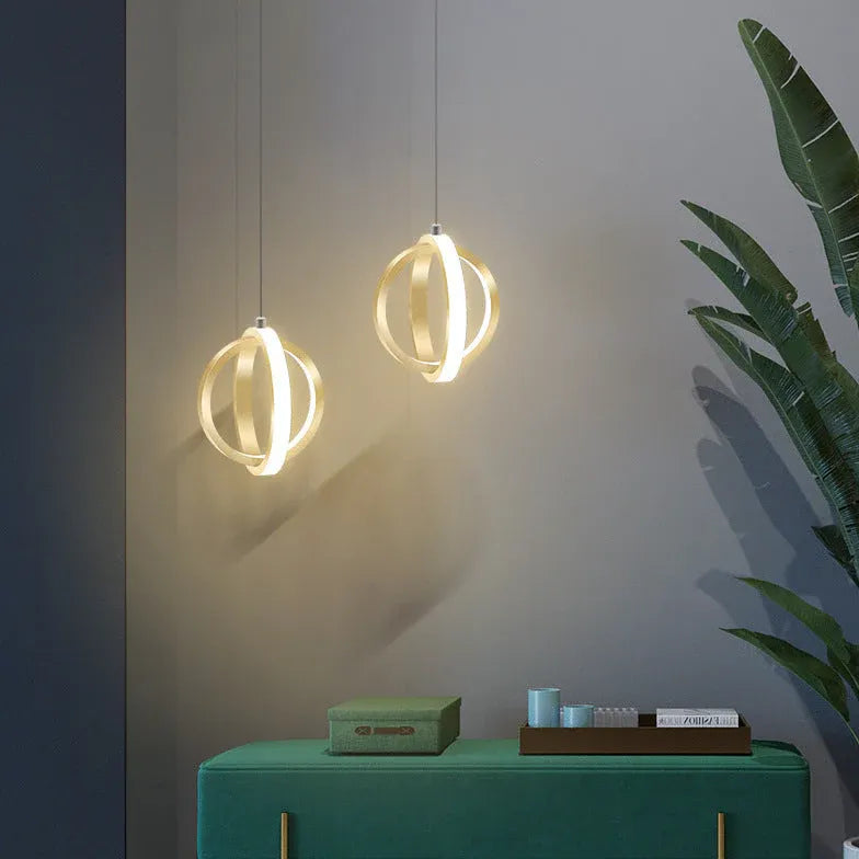 Lampadari moderni colore oro eleganza doppio cerchio