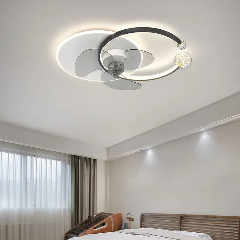 Simple Ring Bedroom Ceiling Fan With Light