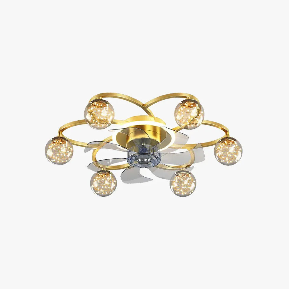 Octopus Bedroom Gold Ceiling Fan With Light