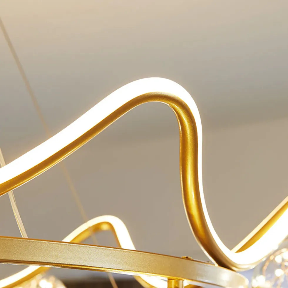 Wavy Multi-Glass Ball Gold Modern Pendant Light