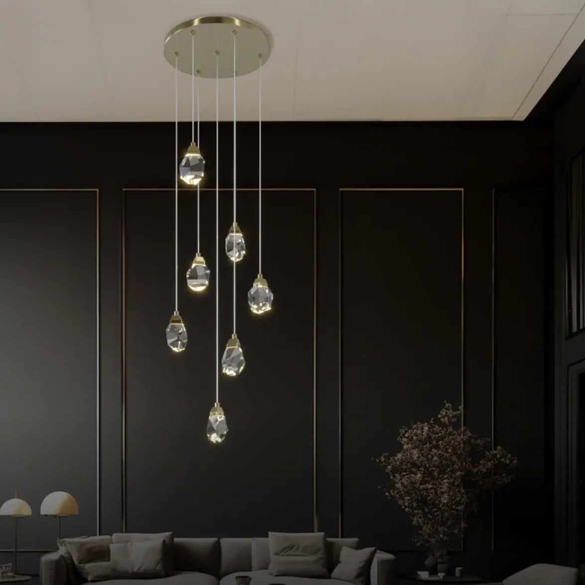 Water Drop Glass Gold Pendant Light